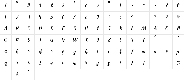 Rainbay Regular Character Map Rainbay Regular Character Map