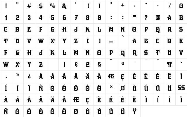 DavidaDRo1 Regular Character Map