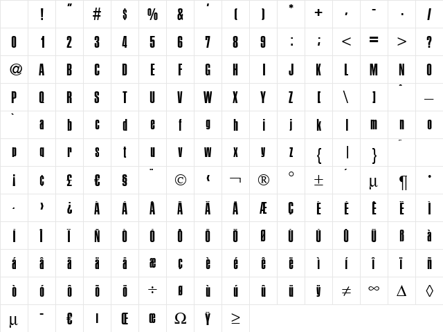 P700-Sans Regular Character Map