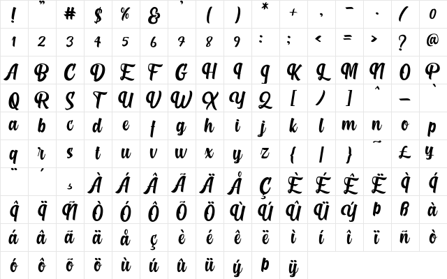 Dalgona Regular Character Map Dalgona Regular Character Map