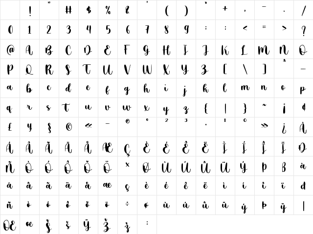 Cold Outside Regular Character Map Cold Outside Regular Character Map