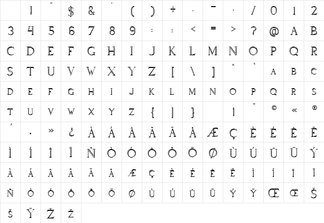 Via Appia Regular Character Map Via Appia Regular Character Map