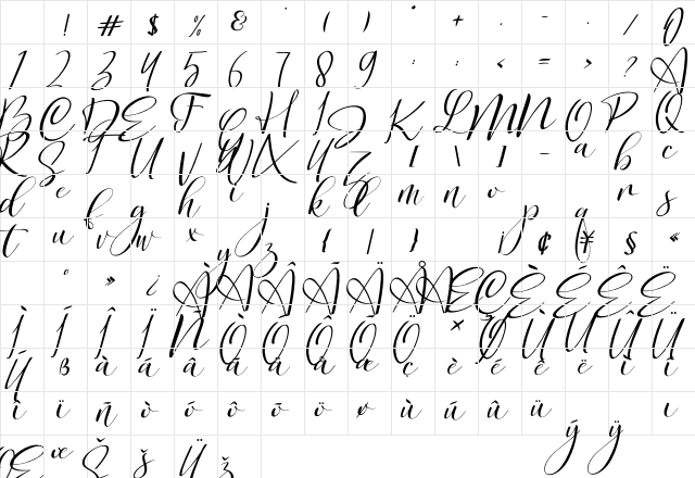 Jartifisa Regular Character Map Jartifisa Regular Character Map