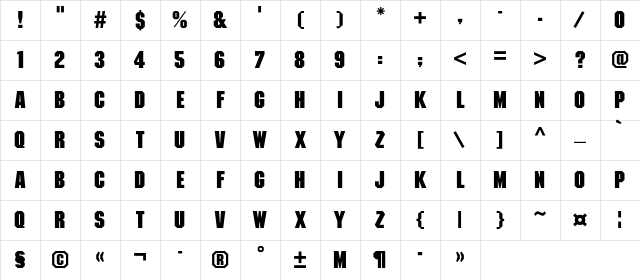 MachineC Bold Character Map MachineC Bold Character Map