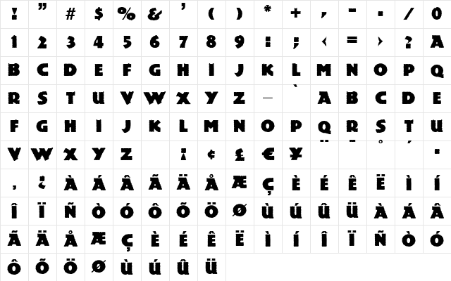 P850-Deco Regular Character Map