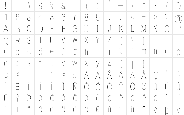 AGAJDA Thin Character Map AGAJDA Thin Character Map