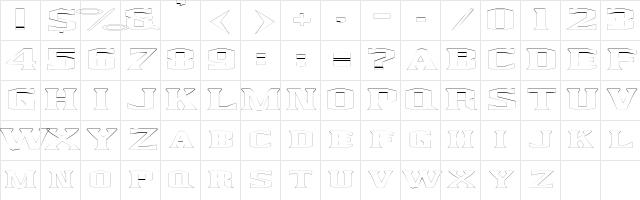 KingfreshCondensedOutline Regular Character Map KingfreshCondensedOutline Regular Character Map
