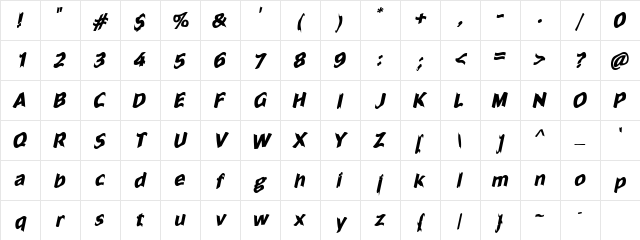 Dross02DarkSlanted Regular Character Map Dross02DarkSlanted Regular Character Map
