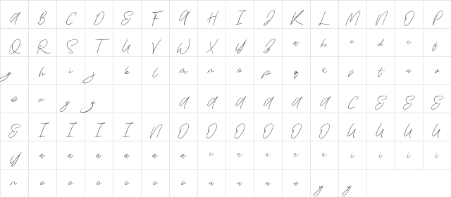 Zephira Demo Regular Character Map