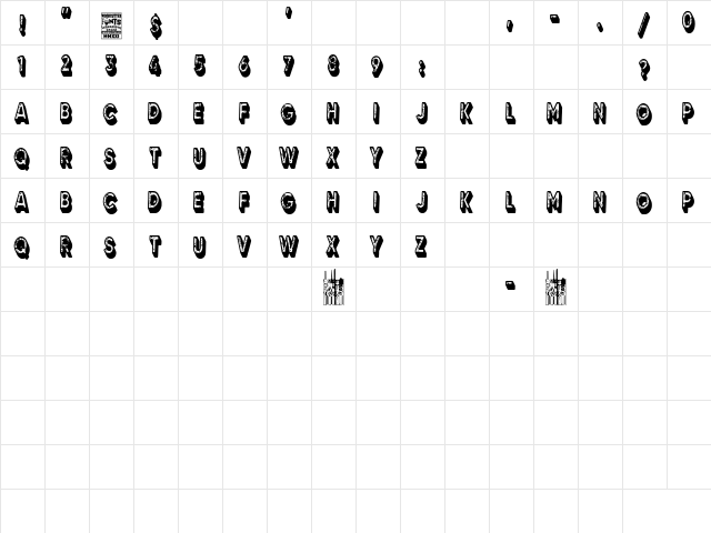 3D Grunge Studio Regular Character Map