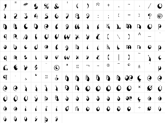 Breeze LT Regular Character Map