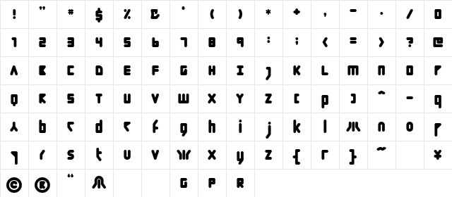 Paco Bold Character Map Paco Bold Character Map