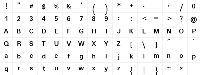 Padauk Bold Character Map