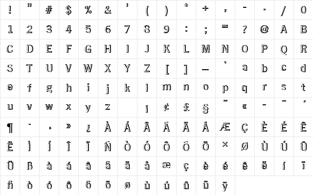 NewsGotTMedRe1 Regular Character Map NewsGotTMedRe1 Regular Character Map