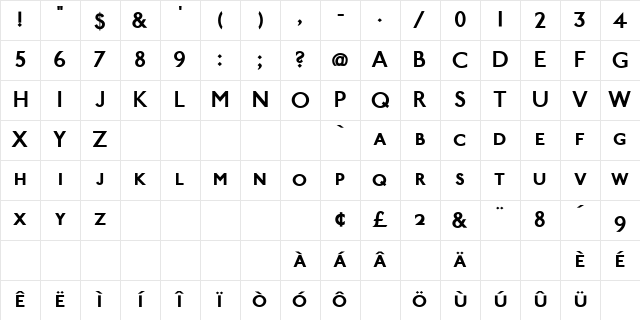 PaddingtonSC  Bold Small Caps Demi Character Map