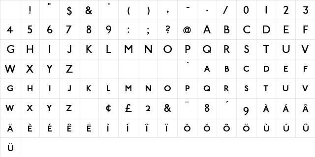 PaddingtonSC Plain Small Caps Roman Character Map PaddingtonSC Plain Small Caps Roman Character Map