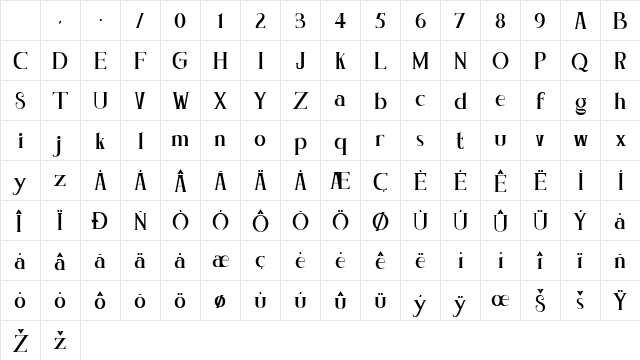 Concetta Kalvani Expanded Bold Character Map Concetta Kalvani Expanded Bold Character Map