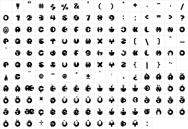 Alien Regular Character Map Alien Regular Character Map