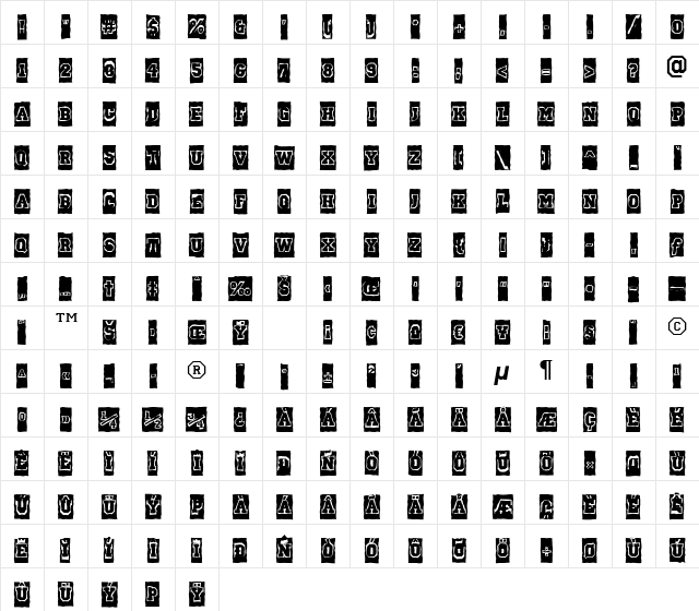 a_CampusCmGrBrk Bold Character Map