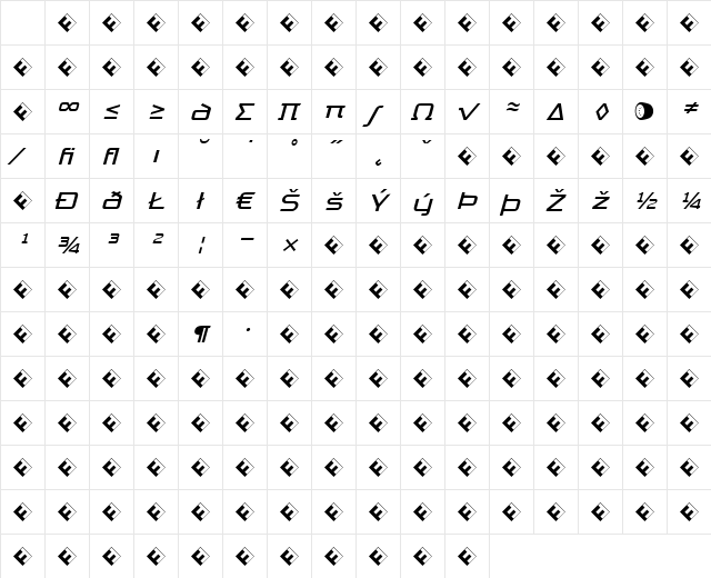 TradeMarker Light Italic Character Map TradeMarker Light Italic Character Map