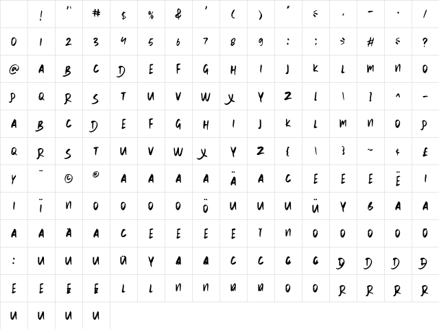 WILLDOM Regular Character Map WILLDOM Regular Character Map