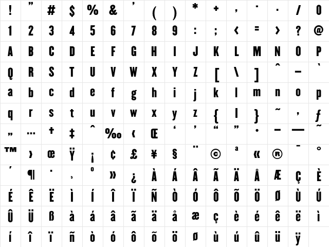 Champion HTF-Lightweight Character Map Champion HTF-Lightweight Character Map
