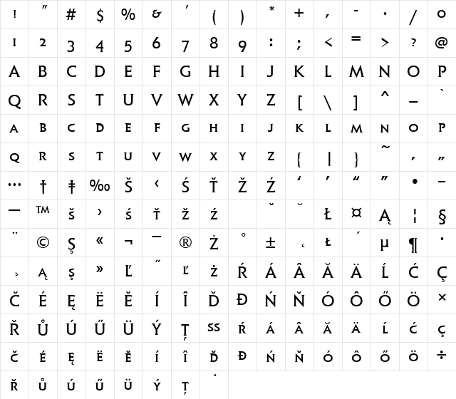 ElanItcSCTEEBoo Regular Character Map