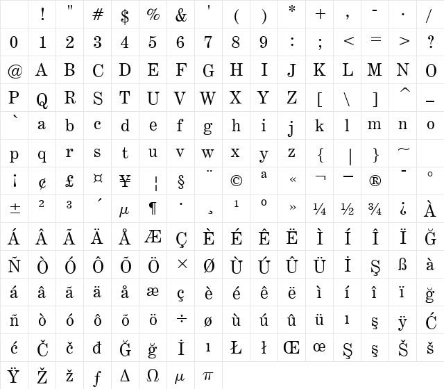 00659 Regular Character Map 00659 Regular Character Map