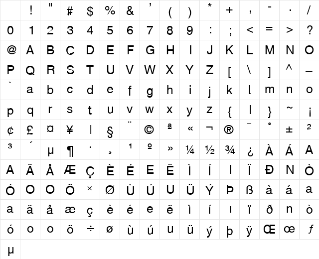 GF Zemen Unicode Regular Character Map