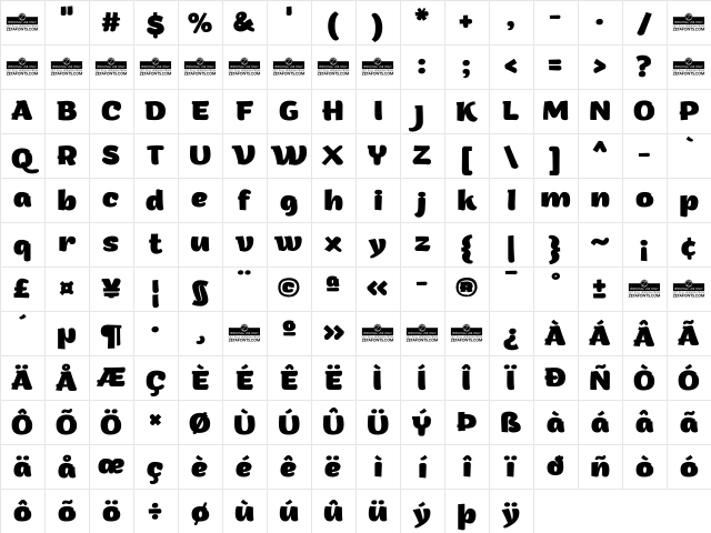 Arturo Trial ExtraBold Character Map Arturo Trial ExtraBold Character Map