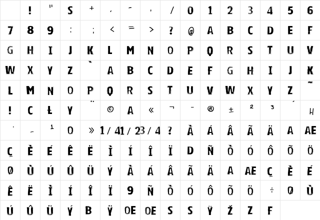 VTKS BRIGHT Regular Character Map VTKS BRIGHT Regular Character Map