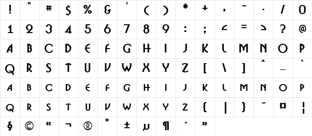 a_BosaNovaCps Bold Character Map a_BosaNovaCps Bold Character Map