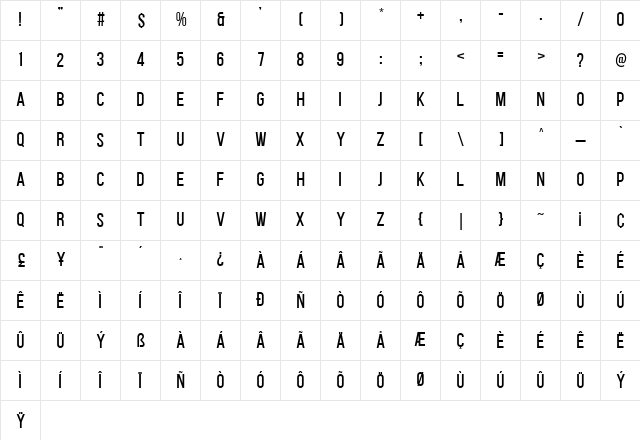 Z BONUS 01 SANS SERIF Character Map