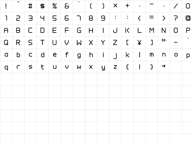 MW TALON Regular Character Map MW TALON Regular Character Map
