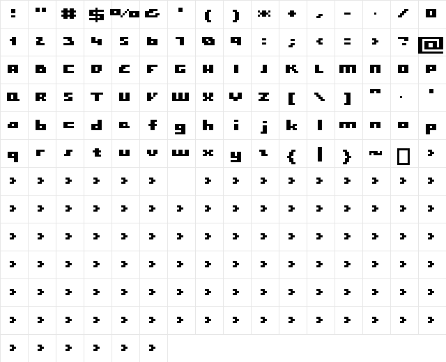 00Basix Bold Character Map