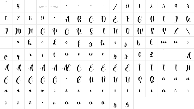 Double Jacket Regular Character Map Double Jacket Regular Character Map