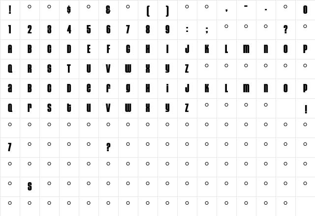 HouseGothic Black Character Map