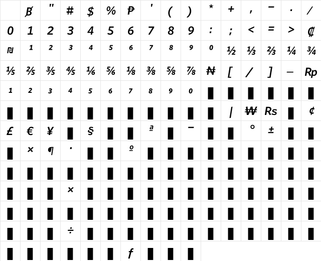 WhitneyNumeric SemiboldItalic Character Map