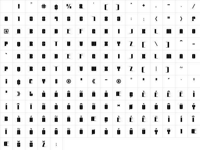 SPORTUNE Regular Character Map SPORTUNE Regular Character Map