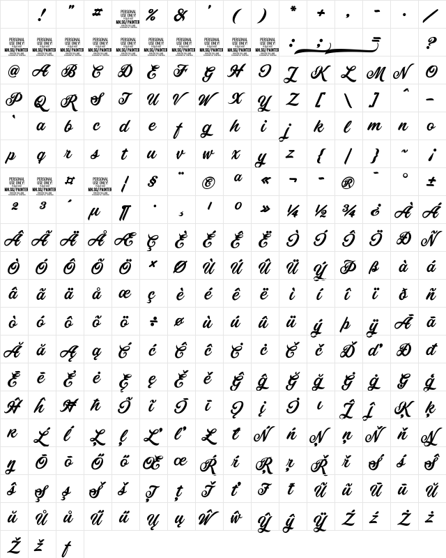 Painter PERSONAL USE ONLY Regular Character Map Painter PERSONAL USE ONLY Regular Character Map