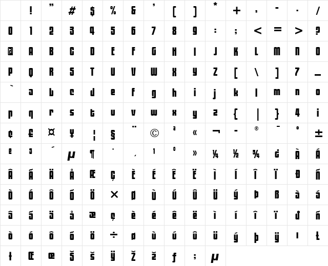 Black Tulip ITC Black Character Map