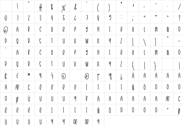 Paperbook Regular Character Map Paperbook Regular Character Map