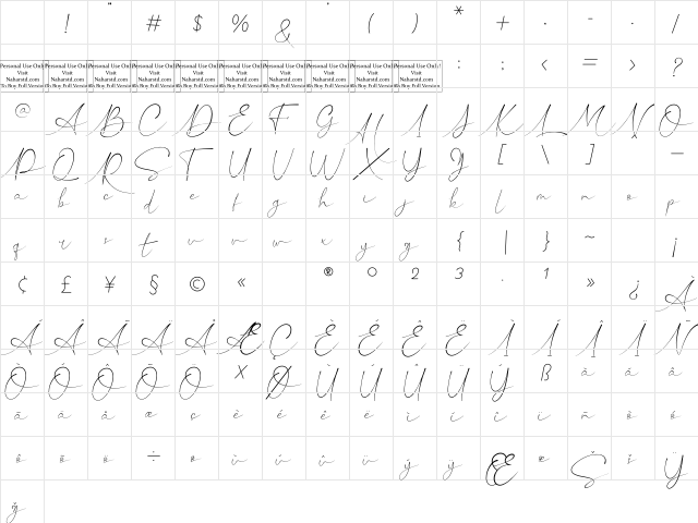 Hillonest Signature Regular Character Map Hillonest Signature Regular Character Map