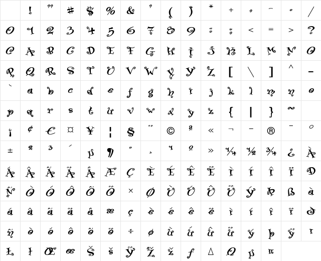 Paisley ICG 02 Alt Regular Character Map
