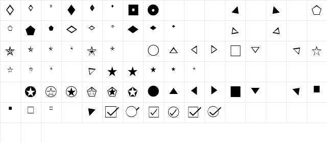 KensingtonDingbats Regular Character Map KensingtonDingbats Regular Character Map