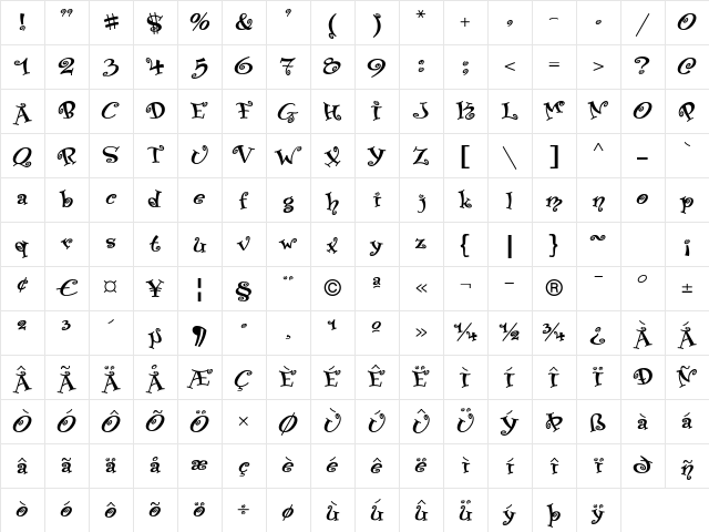 PaisleyICG 02 Character Map