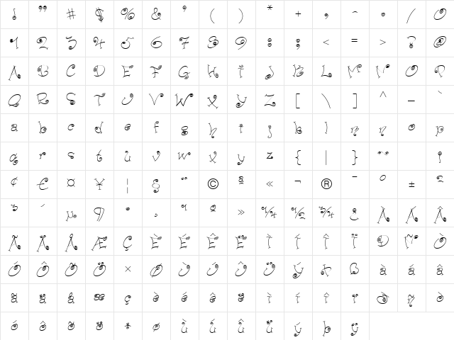 PaisleyICG Regular Character Map
