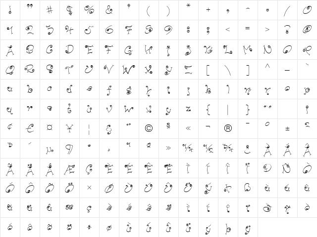 PaisleyICG Regular Character Map