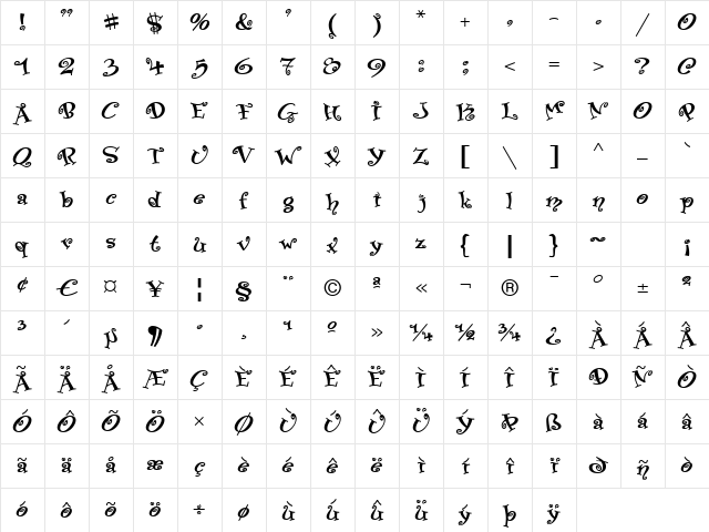 PaisleyICG Regular Character Map