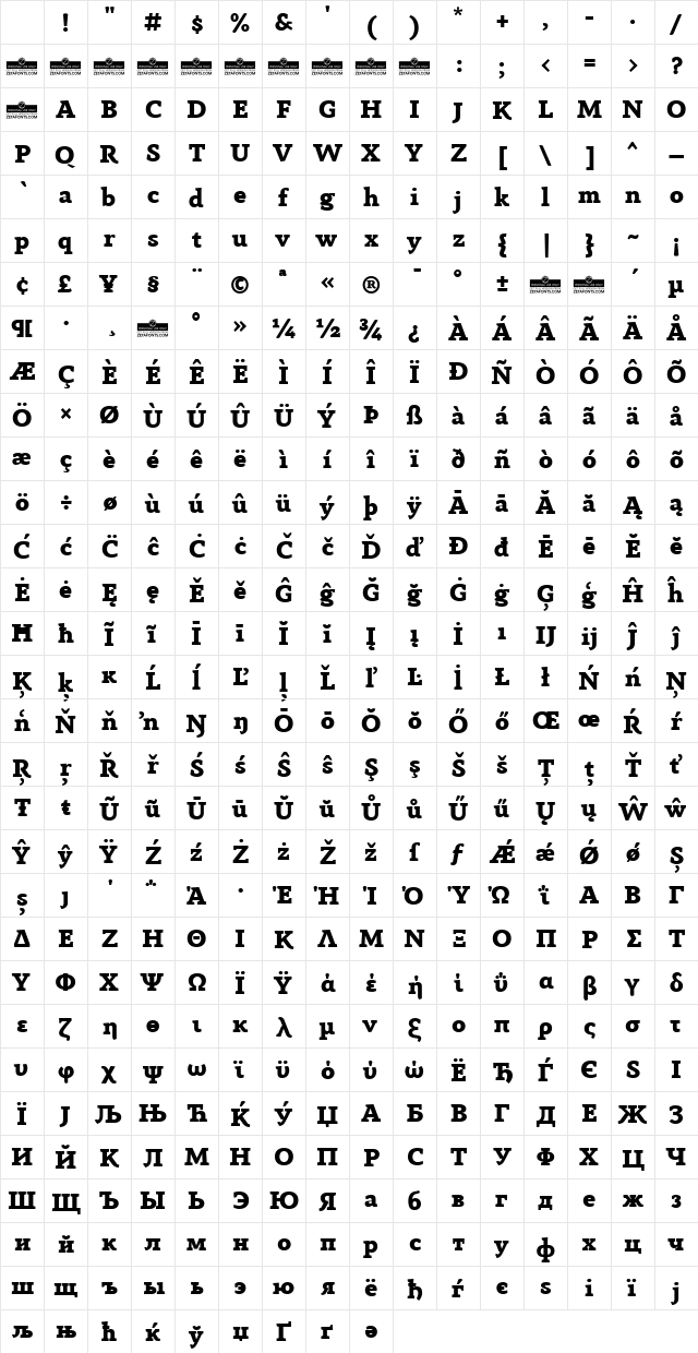 Anaphora Trial ExtraBold Character Map Anaphora Trial ExtraBold Character Map